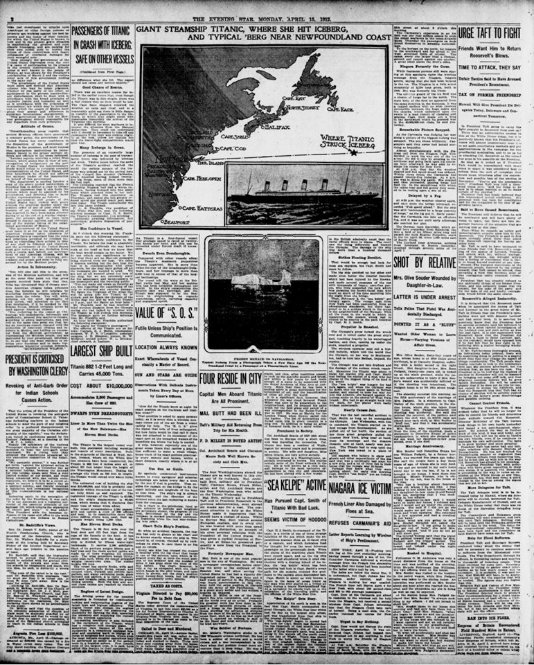 the evening star du 			15/04/1912